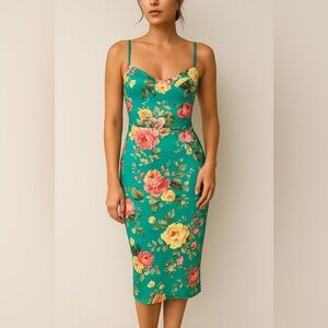 Fitted Floral printed midi dress 14| feminine wedding guest garden party brunch